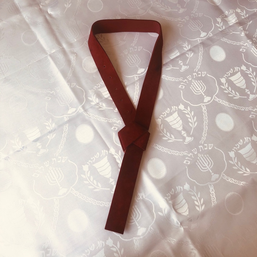 Suede leather belt ( burgundy )